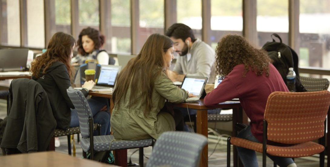 Students in library