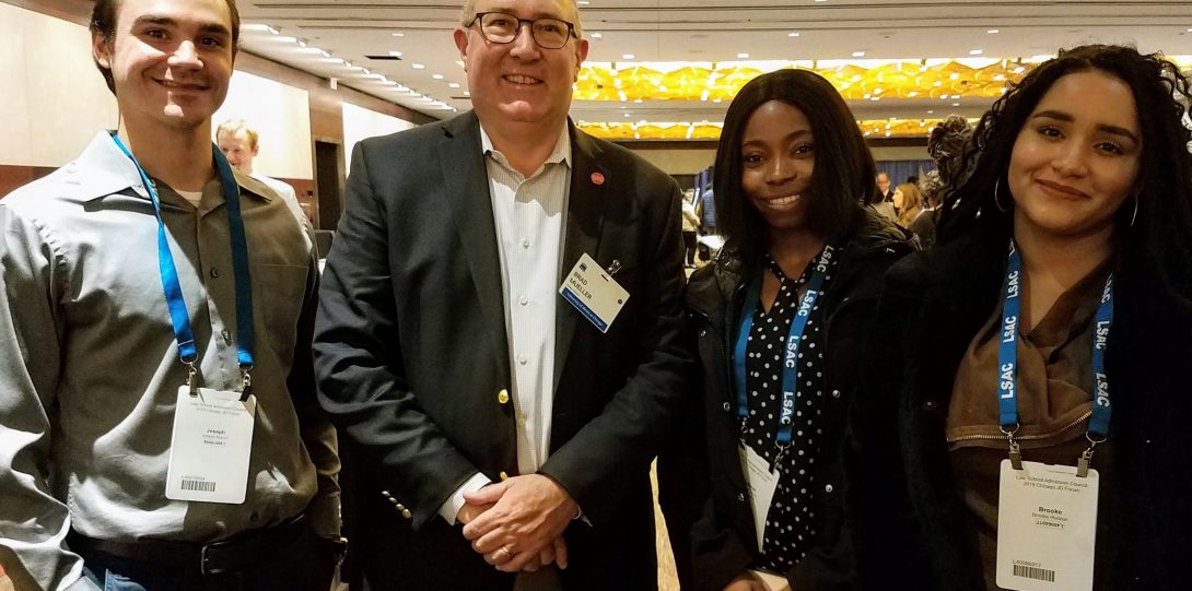 UIC pre-law students attend 2019 LSAC Forum with pre-law advisor, Bradley Mueller.