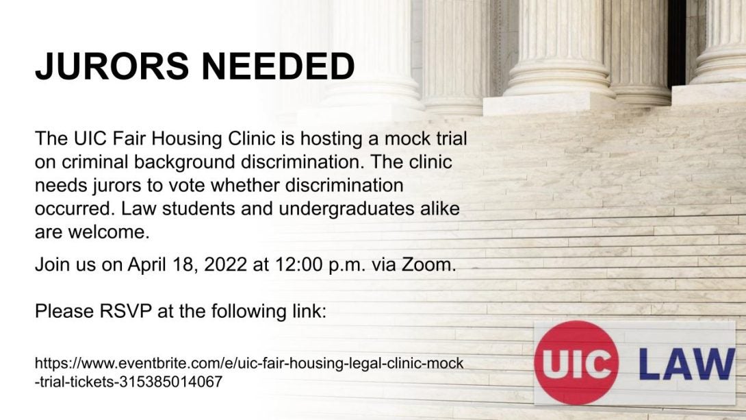 UIC Fair Housing Mock Trial flyer
