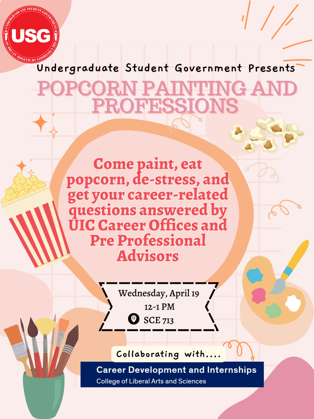 Popcorn, Painting, and Professions flyer