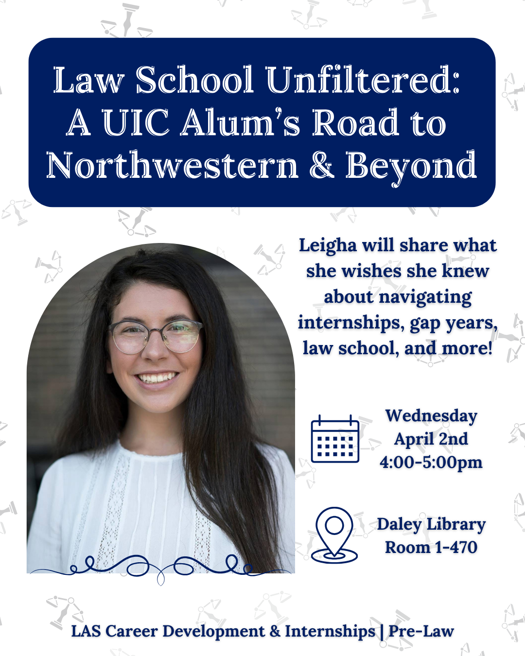 Flyer for Law School Unfiltered event-Leagha Sommer picture